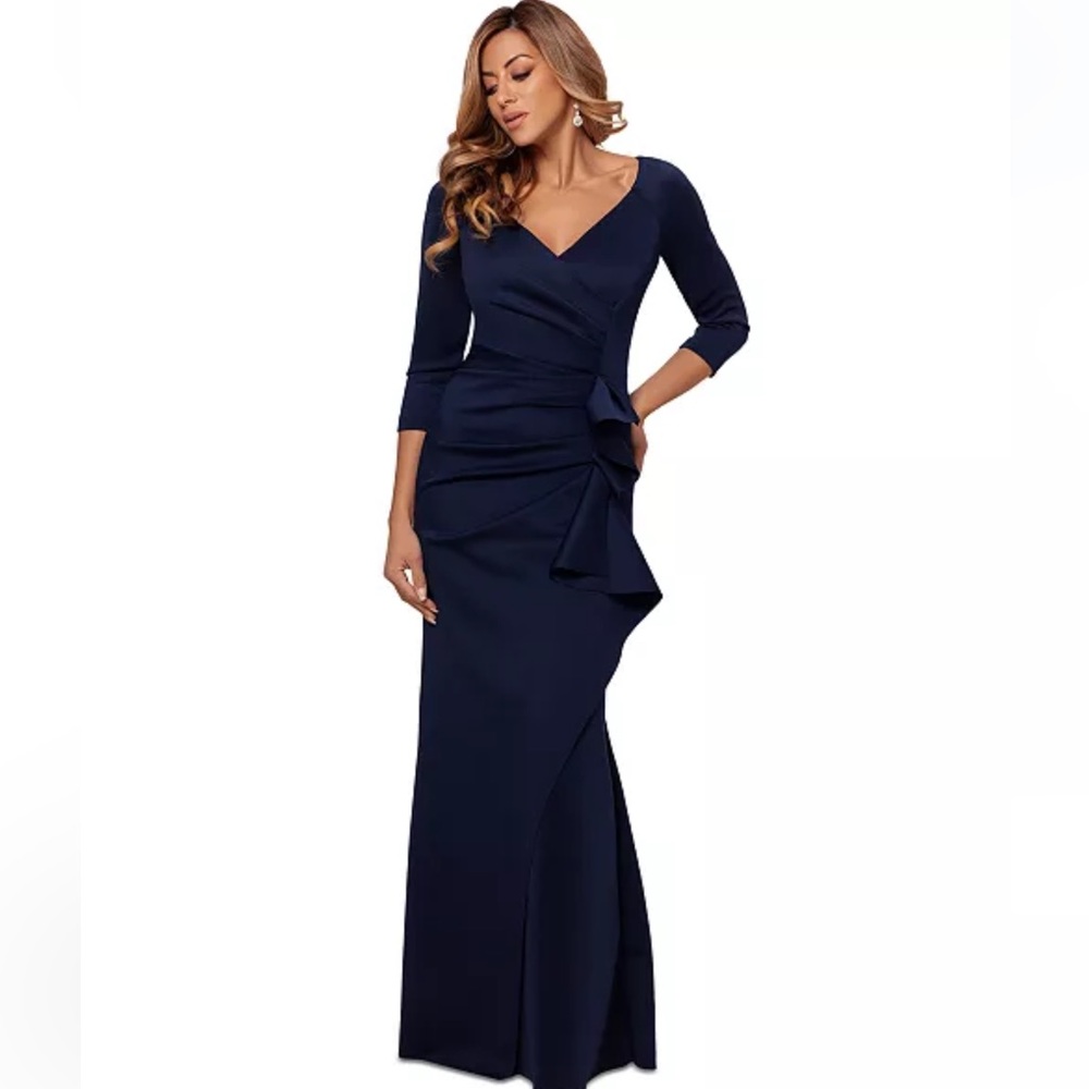 XSCAPE Pleated Ruffle Gown - Midnight Blue 💙